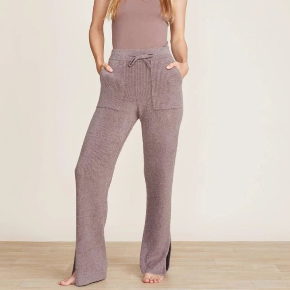 Barefoot Dreams CozyChic Lite Willow Pinched Seam Slit Pants in Driftwood Large